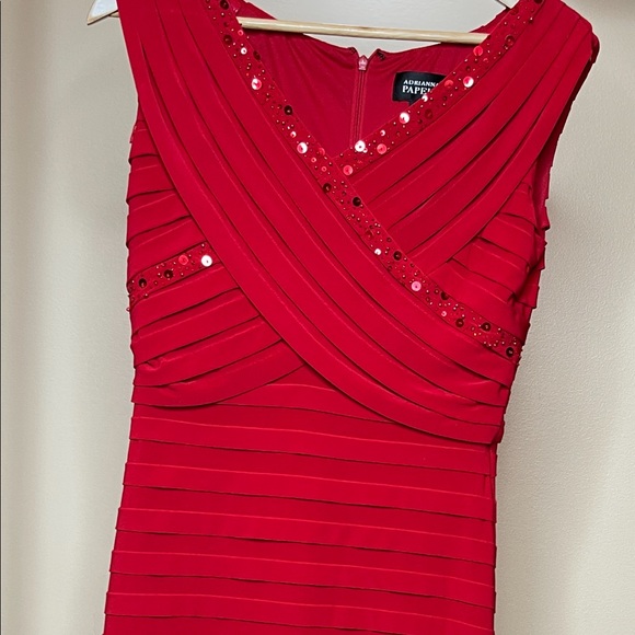 Adrianna Papell Dresses & Skirts - Red Adrianna Pappell dress.  Sequin trim. Size 8